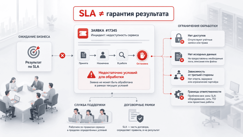 Ограничения SLA и условия обработки заявок в ИТ-поддержке