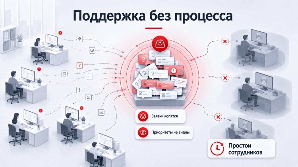 Поддержка рабочих станций без единого процесса и контроля заявок