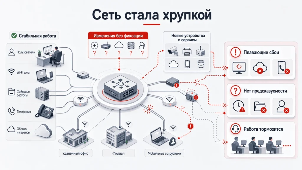 Управляемая сетевая инфраструктура бизнеса с контролем изменений и Wi-Fi