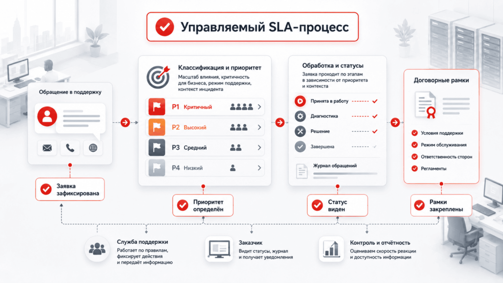 Процесс обработки заявки по SLA в ИТ-поддержке